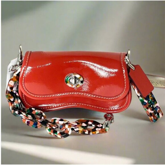Coach Mini Wavy Dinky Bag Coachtopia Deep Orange Leather CQ853 Crossbody - Picture 1 of 9